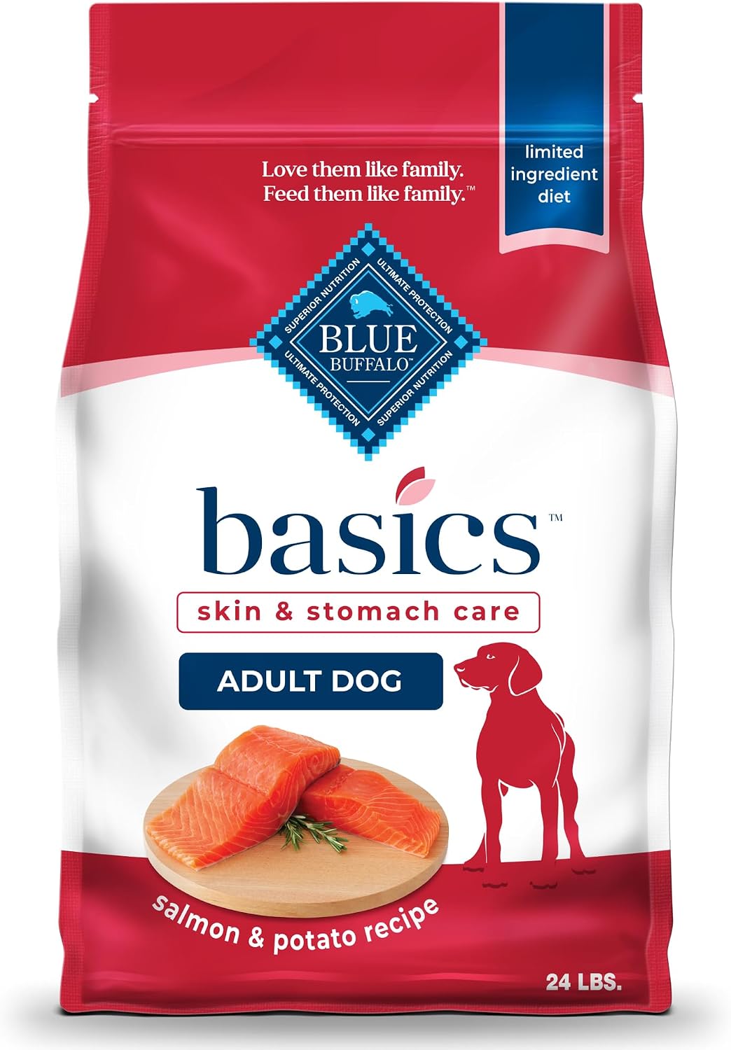 Blue Buffalo Basics Limited Ingredient Adult Dry Dog Food – Salmon & Potato Skin & Stomach Care