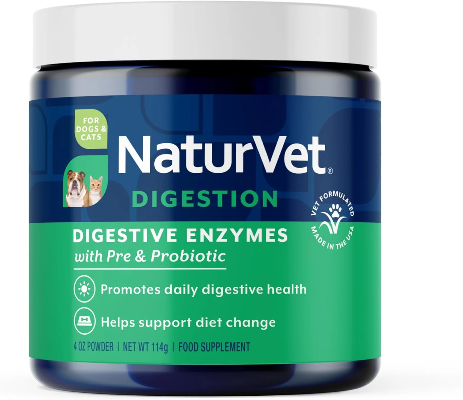 NaturVet Digestive Enzymes Plus Probiotics & Prebiotics for Dogs & Cats
