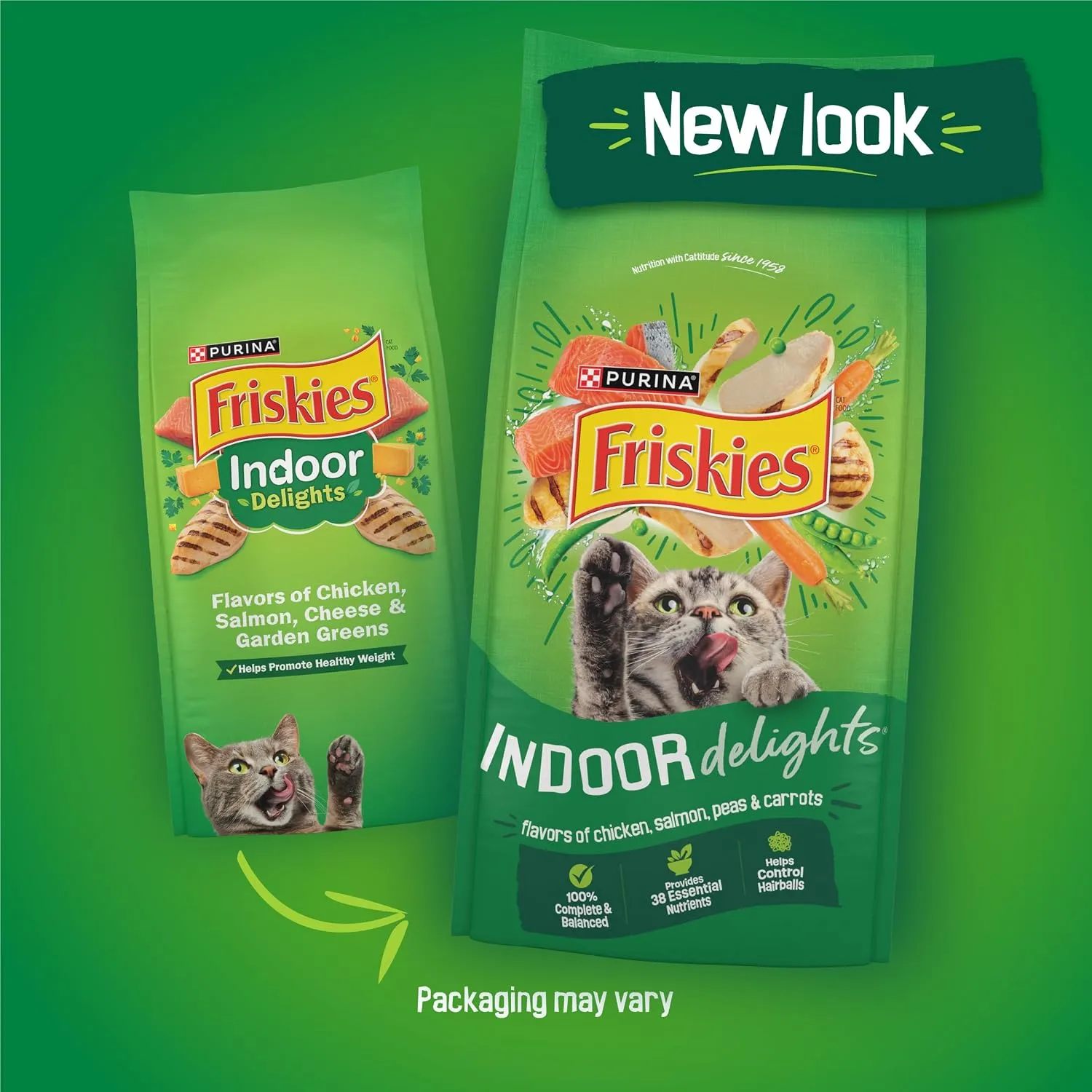 Friskies Indoor Delights Dry Cat Food – Chicken, Salmon, Cheese & Garden Greens Flavors