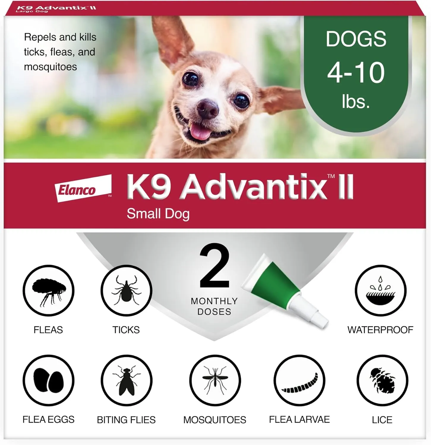 K9 Advantix II Flea, Tick & Mosquito Topical Treatment for Small Dogs (4–10 lbs)