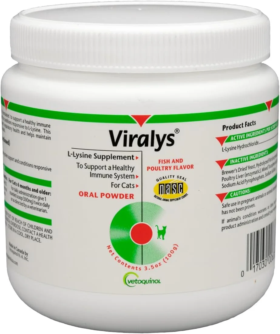 Vetoquinol Viralys L-Lysine Supplement for Cats & Kittens (Fish-Flavored Powder)