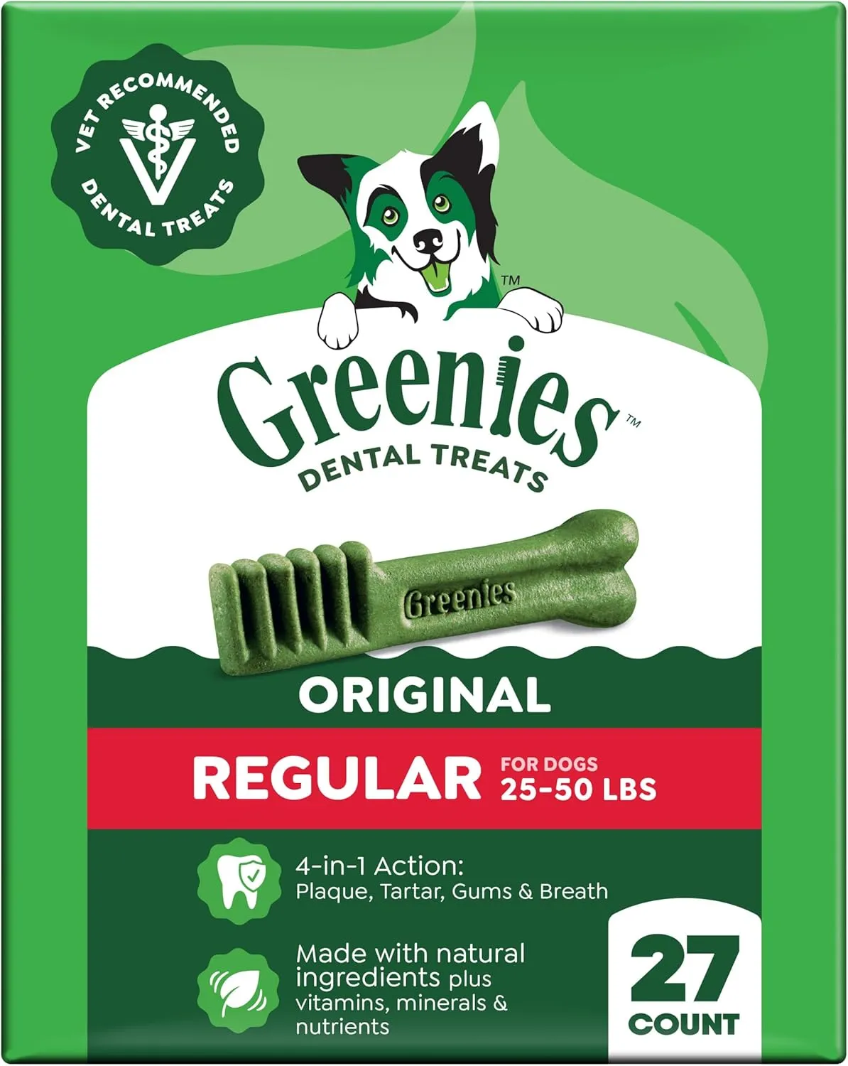 Greenies Original Dental Chews for Dogs – Regular Size (25–50 lbs)