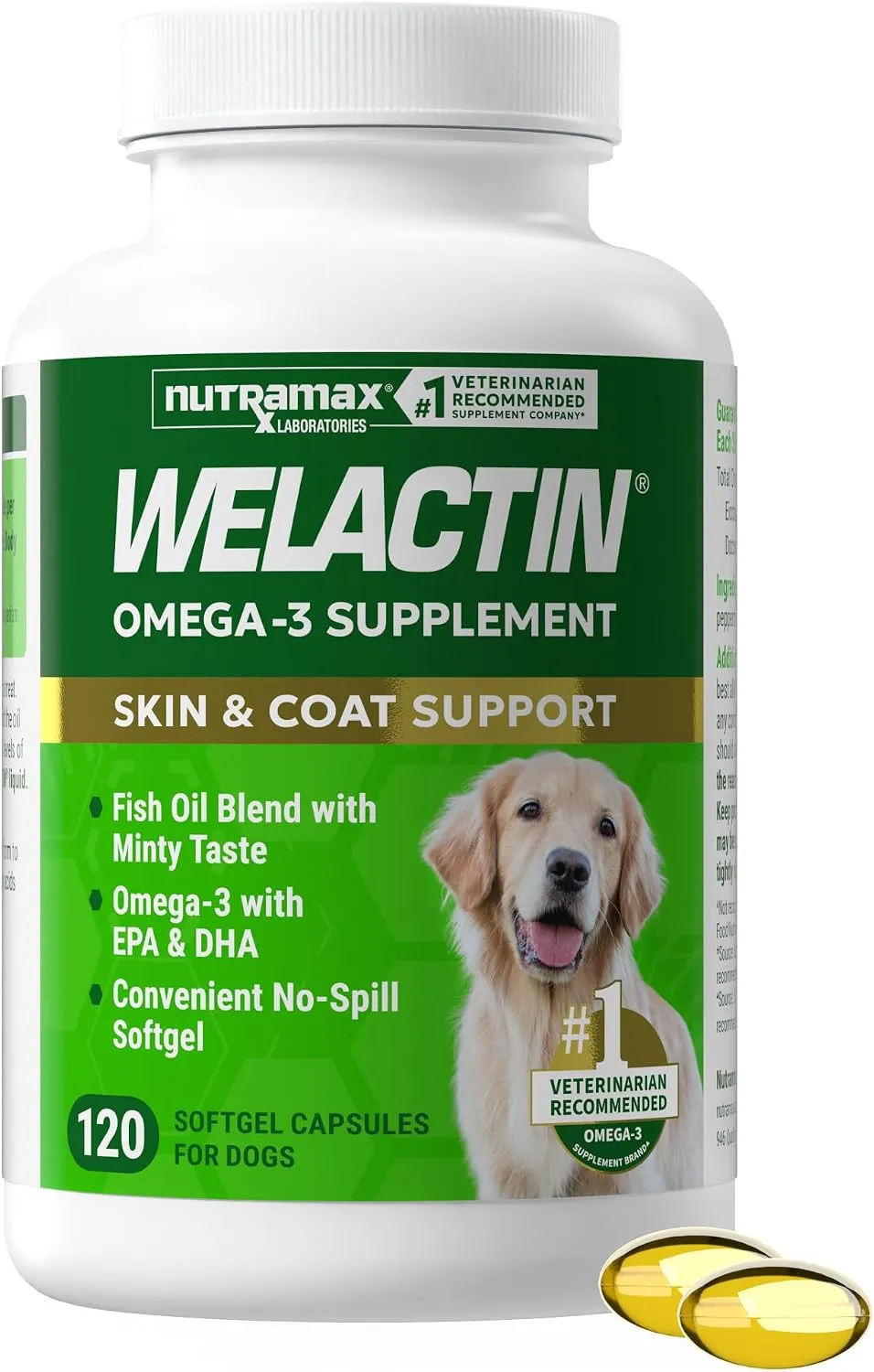 Nutramax Welactin Omega-3 Softgel Capsules for Dogs