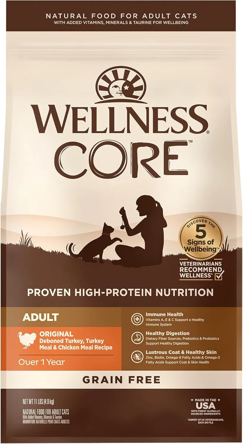 Wellness CORE Grain-Free Dry Cat Food for Mature Cats – Turkey & Chicken Recipe