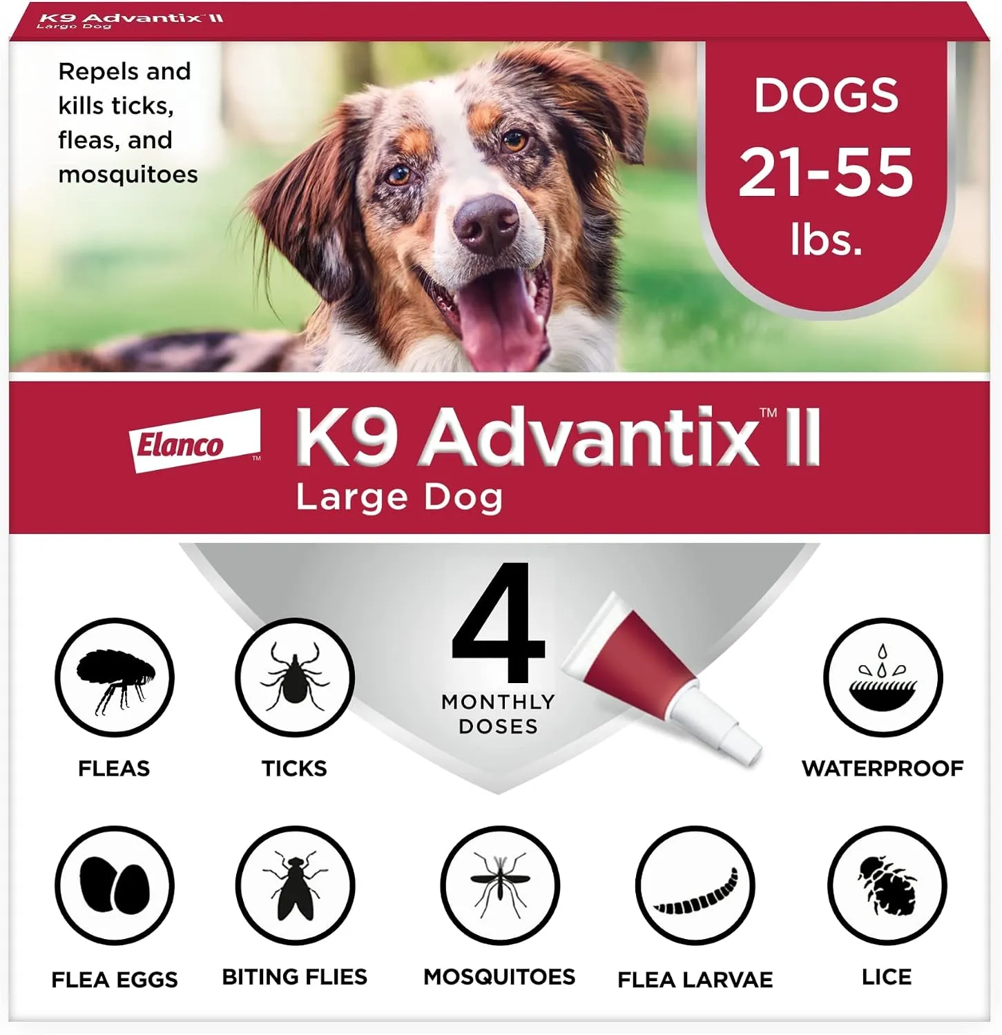 K9 Advantix II Flea, Tick & Mosquito Topical Treatment for Large Dogs (21–55 lbs)